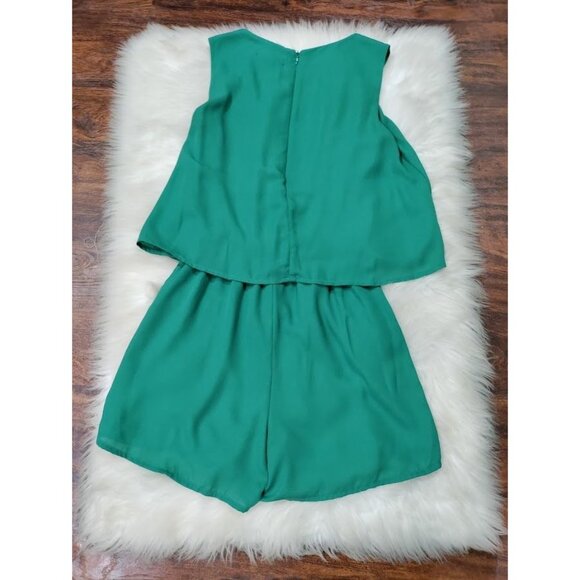 Gibson x Living in Yellow Dahlia Sleeveless Layered Romper Green Women's Size S - Picture 3 of 16